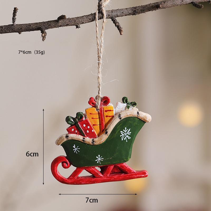 Christmas Tree Pendants Ornaments Resin Santa Snowman Xmas Tree Hanging Christmas Decorantions New Year 2024 Gift Home Decor