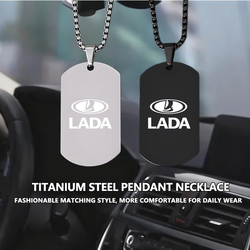 Stainless Steel Car Custom Engraved Necklace Square Pendant Gift For Lada Vesta Granta Largus Vaz Samara Vesta Niva 4X4 2110 F3