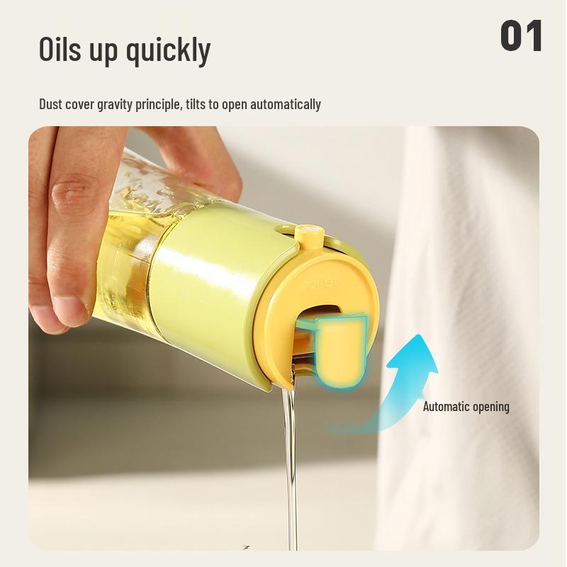 Dual-Use Oil Dispenser: Glass Bottle with Non-Drip Spray & Pour Function for Controlled Oil Dispensing
