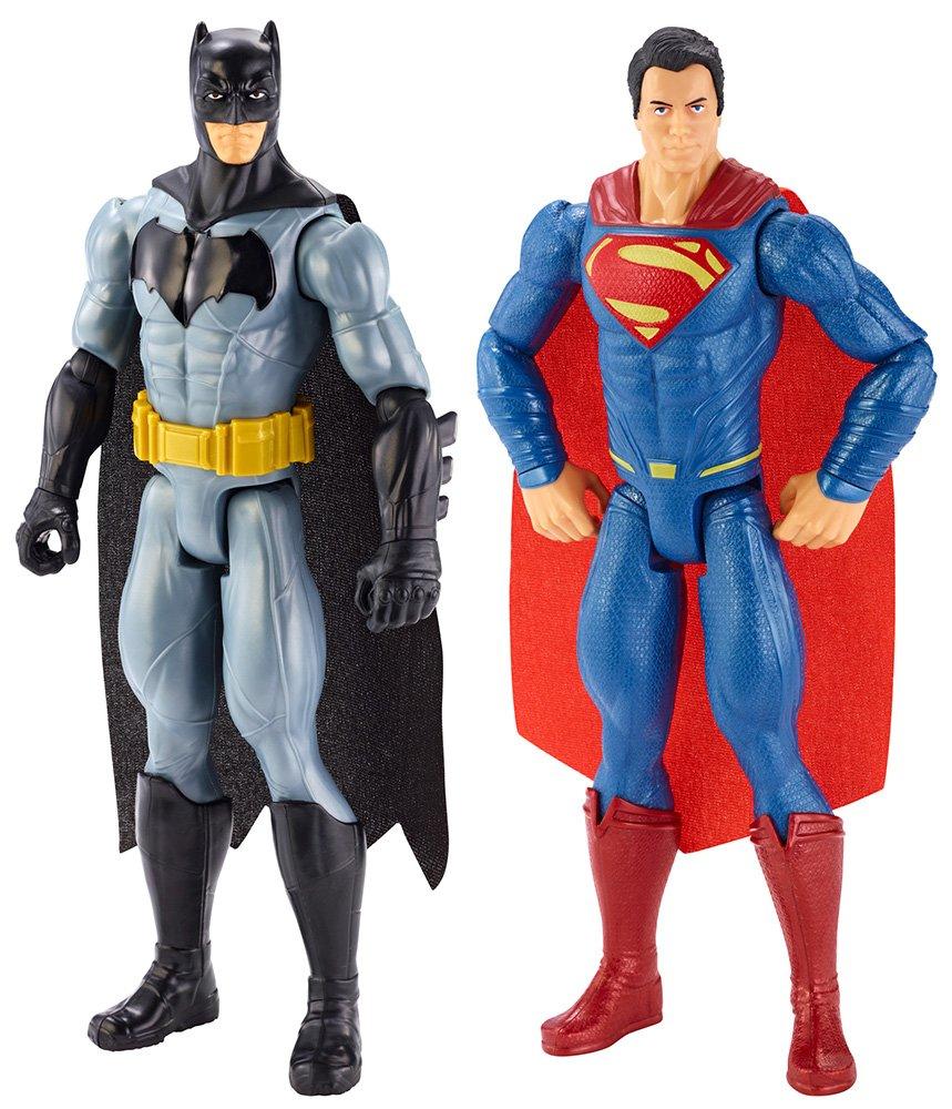 Mattel Бэтмен против Супермена: Рассвет Справедливости Базовый Набор из 2 Фигурок Бэтмен против Супермена Высотой 12 Дюймов Пластиковые Предварительно Раскрашенные Фигурки