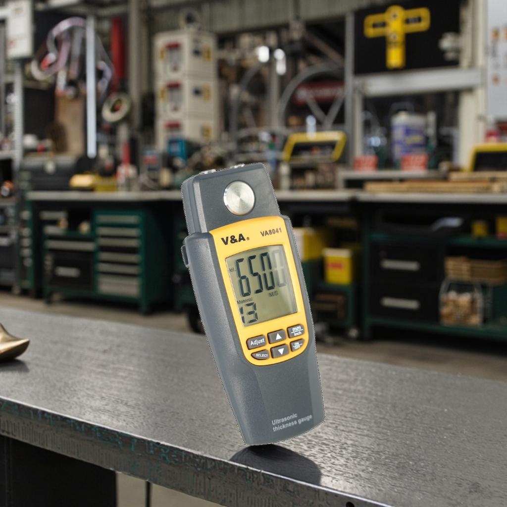 VA8041 Digital Ultrasonic Thickness Gauge ABS Steel Metal Plastic Glass PVC Pipe Industrial 4 Digits LCD 0.1mm Resolution All 1.2mm~225mm (steel) жёлтый