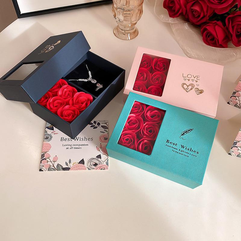 Rose jewelry set box Internet celebrity design sense storage box jewelry maintenance identification