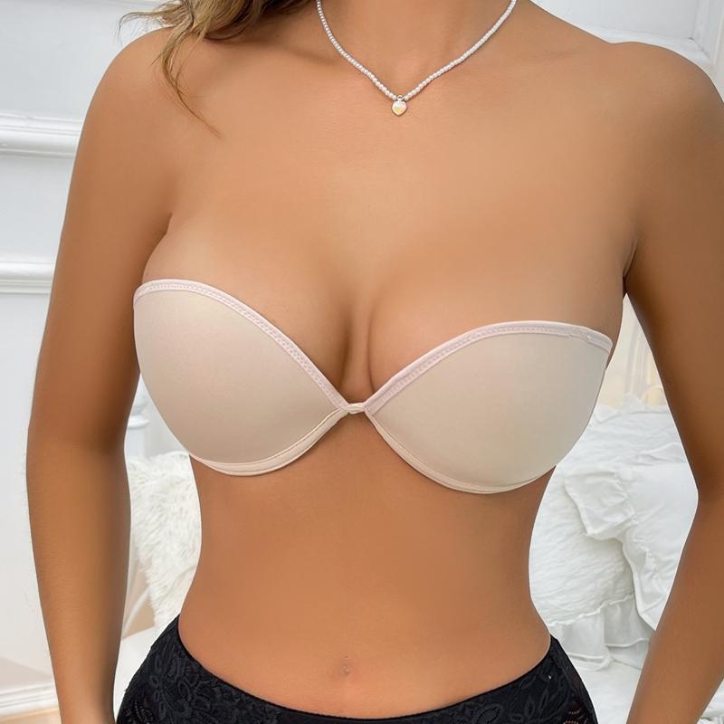 Sutiã invisível feminino de silicone antiderrapante alça transparente sem costas roupa íntima push-up demi sutiã para vestido de festa