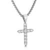 Golden Zircon Cross Pendant Jesus God Bless Stainless Steel Rock Men's Necklace Jewelry