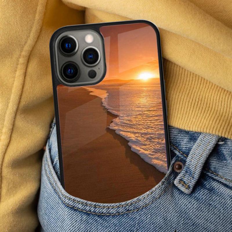 Sunset Silicone Soft Phone Case for iPhone 17 Air 16e Pro max 15 Pro 13 14 Plus 11 12 MagSafe Magnetic Coque
