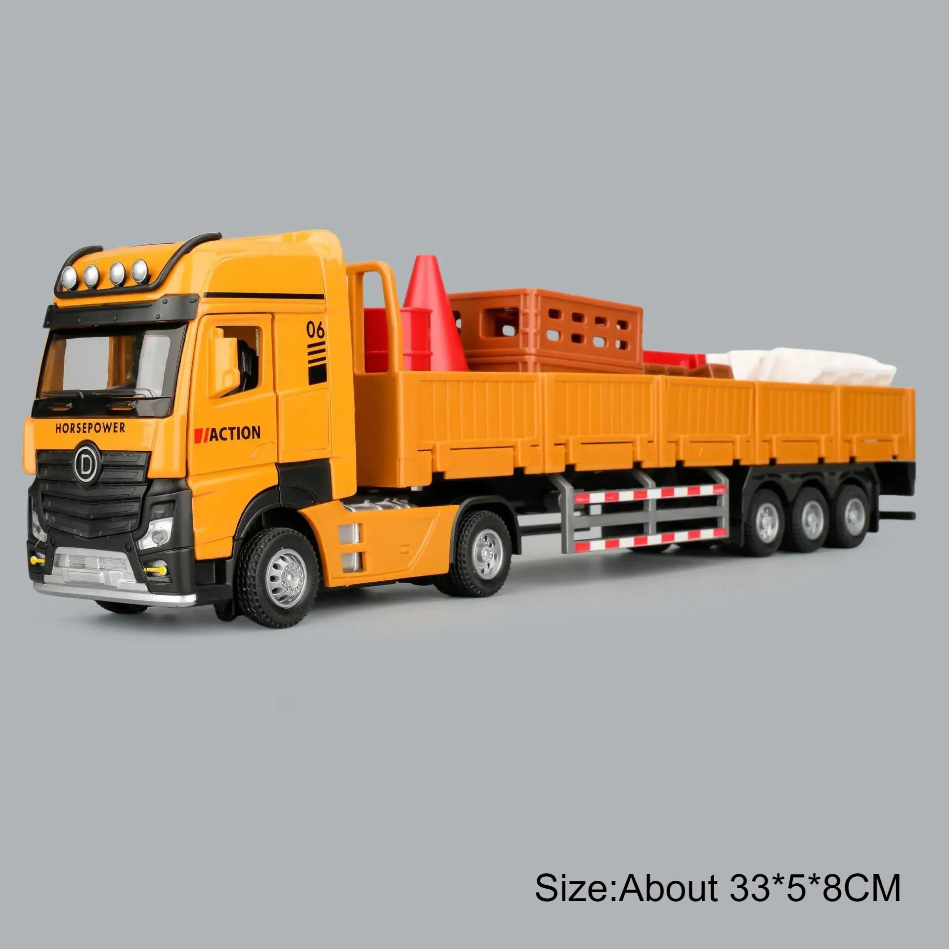 

1:32 Scale Muck Car Roadblock Transport Truck Model Toy Doors Opened Alloy Engineering Vehicle Models Kids Hobby Ornaments
