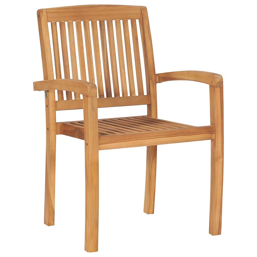 Stackable Garden Chairs with Cushions 6 pcs Solid Teak Wood