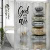 Bible Verse Shower Curtain, Zen Stone, Christian, Spa, Meditation, Relaxation, Asian Lotus, Fabric, Waterproof, Polyester, Water