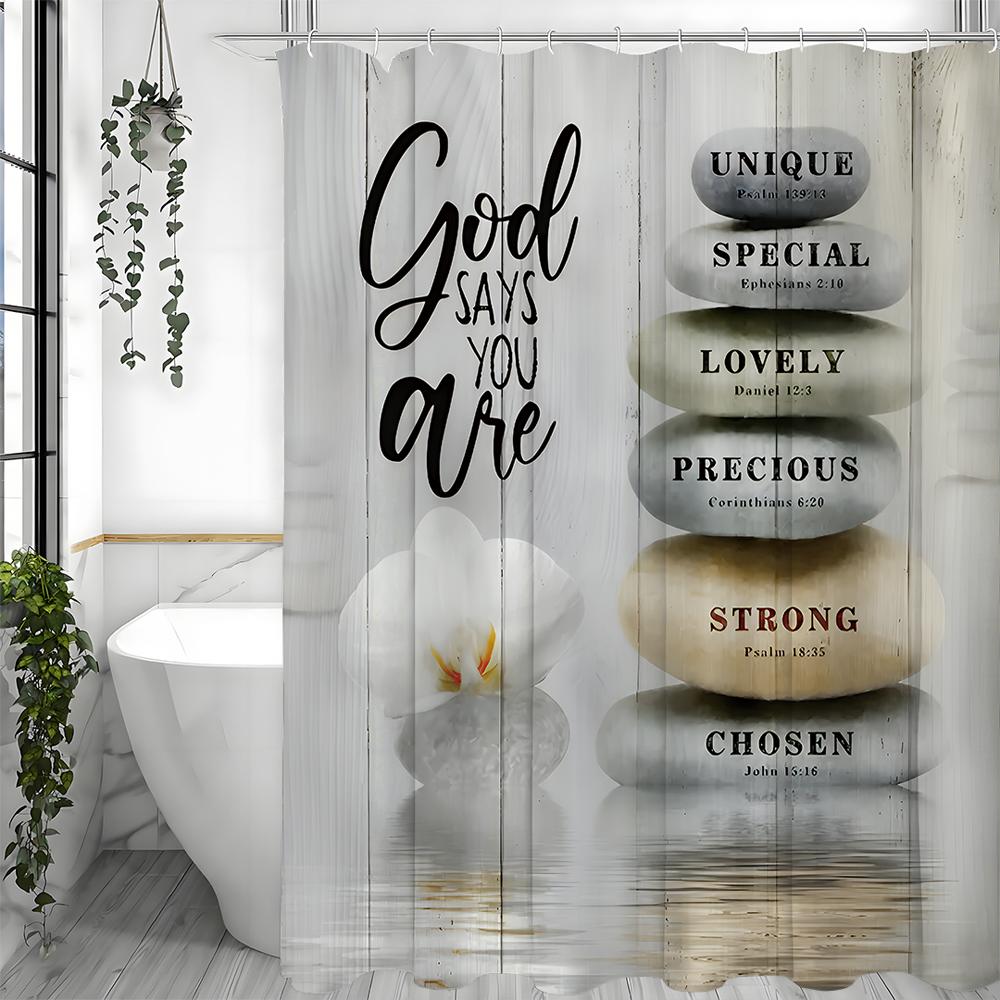 

Занавеска для душа с библейским стихом, Дзен-камень, Христианский, Спа, Медитация, Релаксация, Азиатский лотос, Ткань, Водонепроницаемый, Полиэстер, Вода 180*180cm