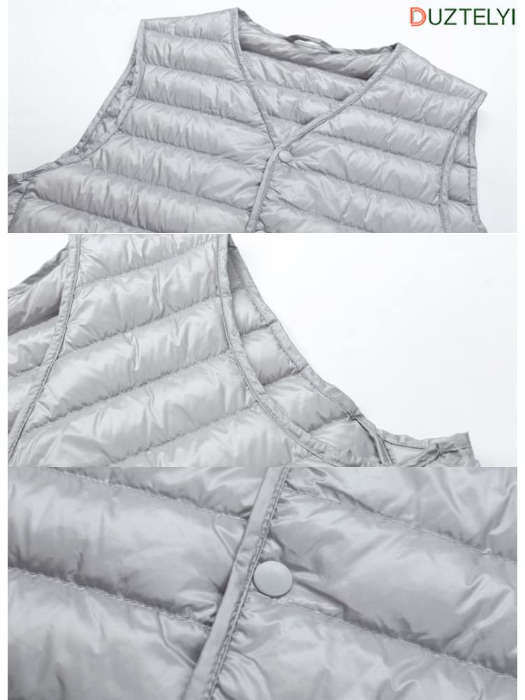 DUZTELYI Collarless Down Ultralight Inner Lightweight and Includes Compact Storage DU520 Men's Vest, Vest, Warm, Bag, (3XL, Red)