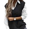 Autumn/Winter Women's V-Neck Cable Knit Sleeveless Sweater Vest