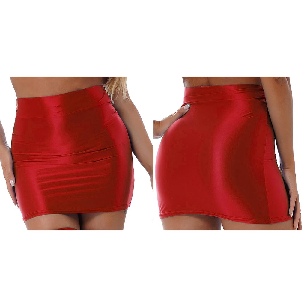 Sexy dámská lesklá elastická barevná sukně pro noční párty na pódiu