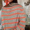 S-5XL Winter Stripe Clash Colour Round Neck Long Sleeve Loose Pocket Women's Fashion Sweater