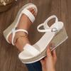 Sommer Damen High Heels Lässige Sandalen Strand Klobige Plateausandalen für Frau Böhmische Übergröße Weiblich Sandalias