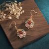 Guochao Cloisonné Enamel Chalcedony Stud Earrings for Women - Jingtai Blue Chinese Style Dangle with Cheongsam Influence