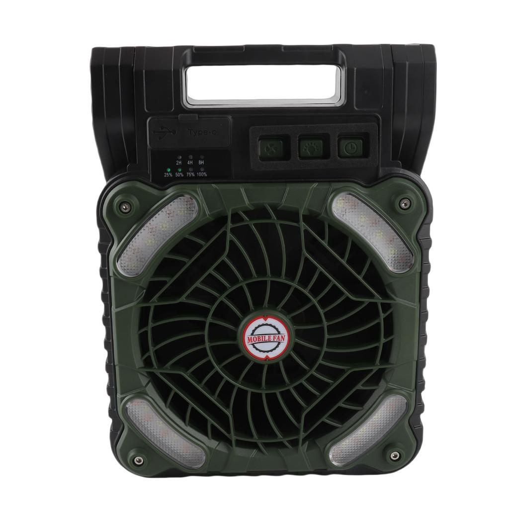 Solar Fan 5200MAH Type C Charging 4 Speed   Brushless Motor 4.5mCelsiuss Low Noise LED Timer Solar Camping Fan for Fishing Outdoor Activities