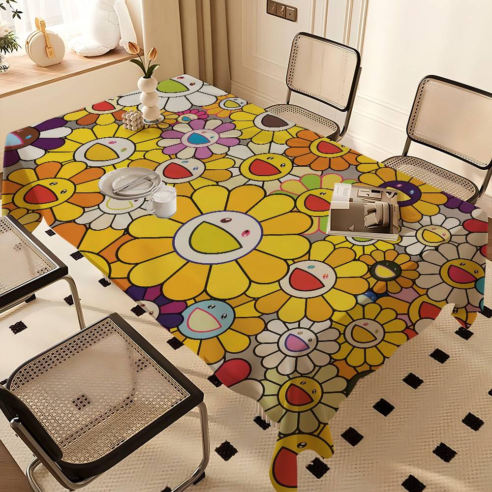 Blumen T-Takashi Kunst M-Murakami Rechteckige Tischdecken Waschbar Party Küche Esszimmer Wohnzimmer Geburtstagsdekoration Tisch