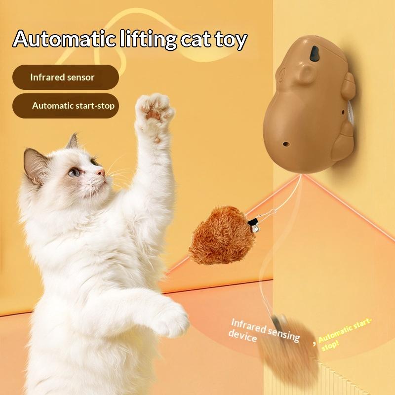 Cute Capybara Automatic Lifting Cat Teaser Ball Pet Intelligent Toys Self Pleasure Relaxation Automatic Sensing Cat Toys onesize