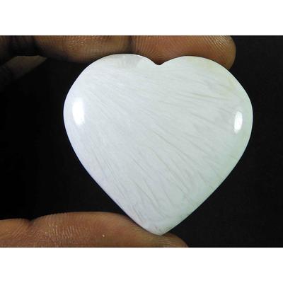 77Cts. 100 % natürlicher Scolecit-Designer-Herzkristall, loser Edelstein, 39 x 41 mm, SK-1857