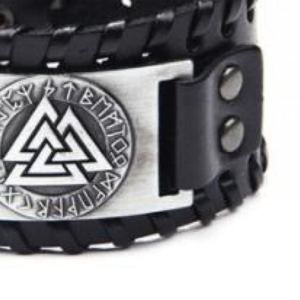PU Leather Bracelet European Retro Beautiful Black Viking Totem Bracelet for Parties Cosplay
