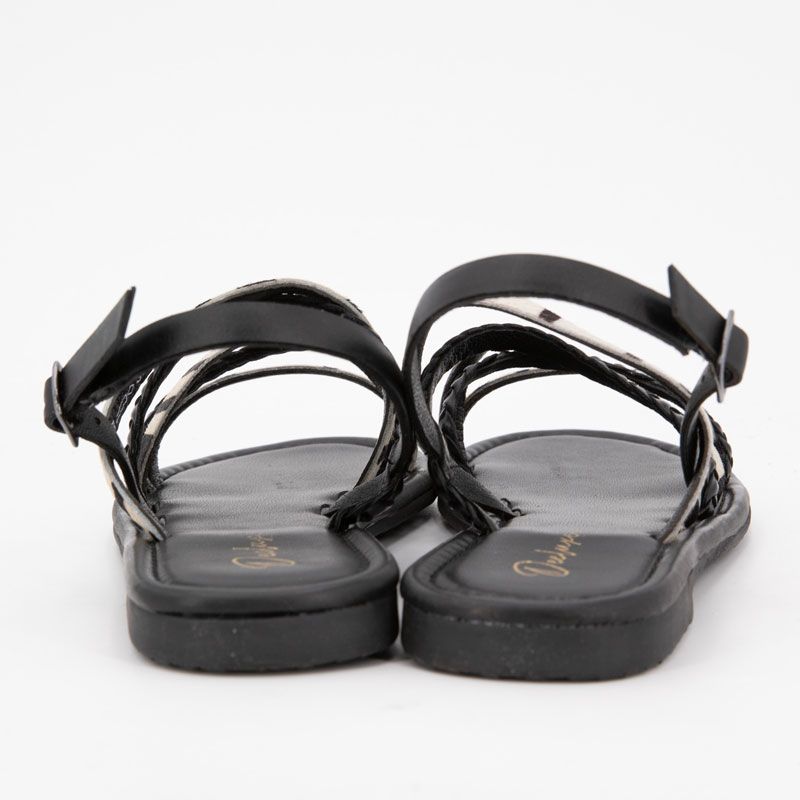 Sandale black geflochten Ormia mit Zebramuster Damen DEELUXE 74