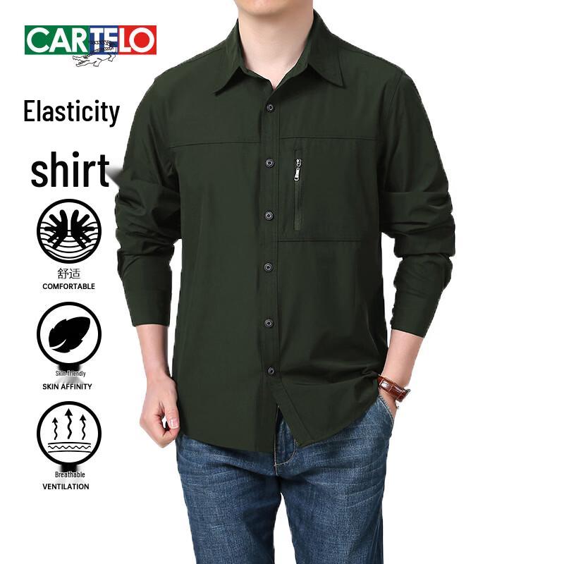 Cartelo Men's Stretch Long Sleeve Business Casual Shirt