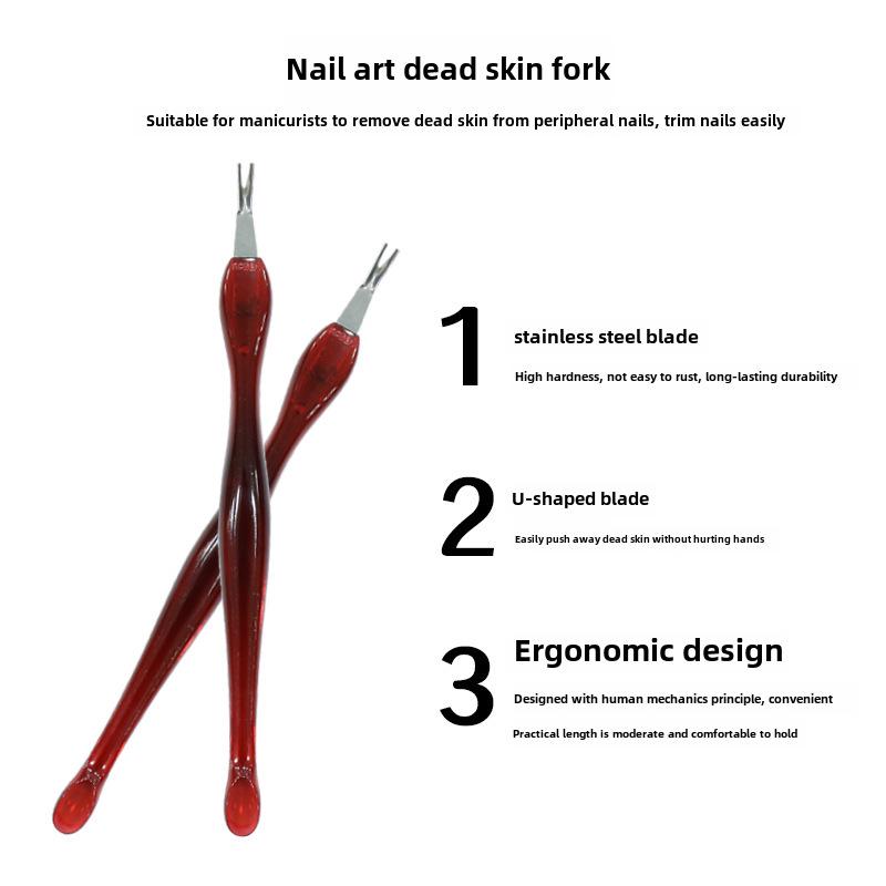 Nail Art Cuticle Remover Tool: Deep V Fork for Dead Skin and Manicure