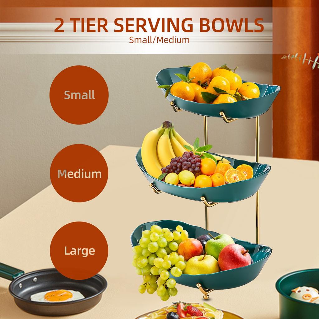 Fruit Bowl for Kitchen Counter 3 Tier Acrylic Fruit Basket with Serving Bowls and Metal Stand Tiered Serving Bowls for