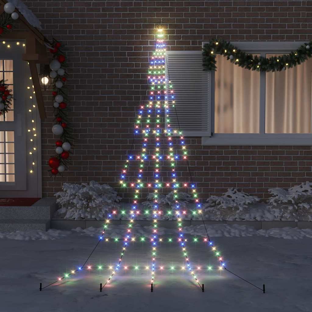LED Christmas Tree with Ground Spikes Multicolored 511 cm Metal