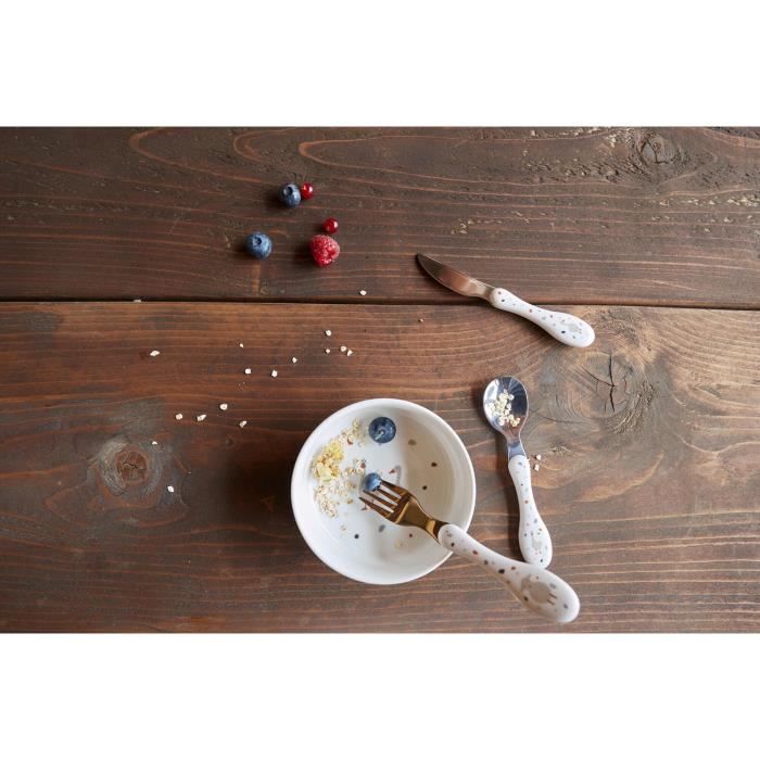 Couverts en inox - LÄSSIG - Tiny Farmer - Lot de 3 - Blanc - Adaptés aux enfants