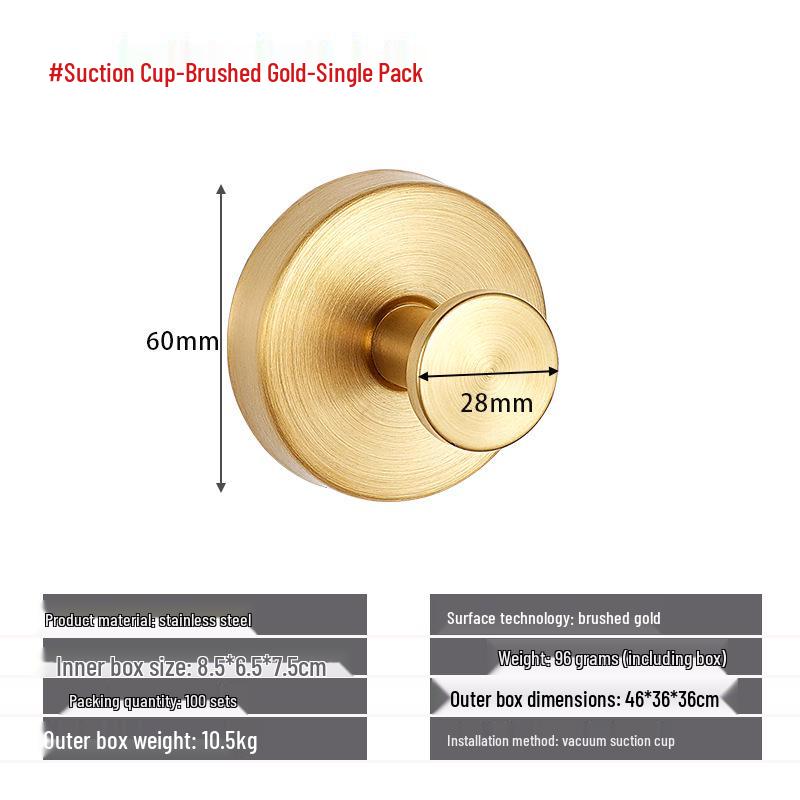 Stainless Steel Traceless Vacuum Suction Cup Hook for Kitchen and Bathroom Towels