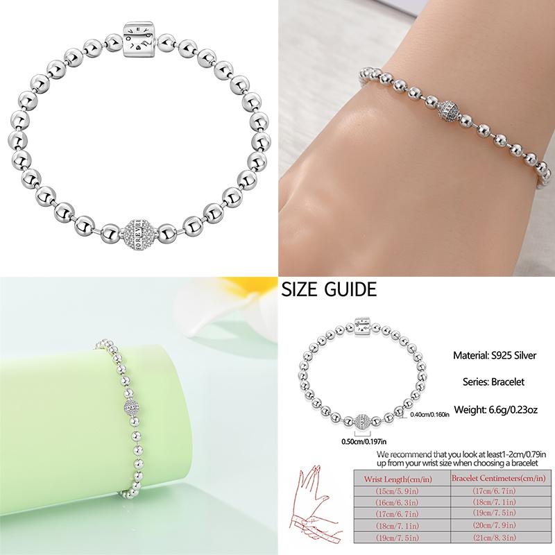 925 Sterling Silver 17-20CM Original Bracelets Heart Moon Sun Clasp Bead Charm Bracelet Fit DIY Charms Beads for Women Jewelrys