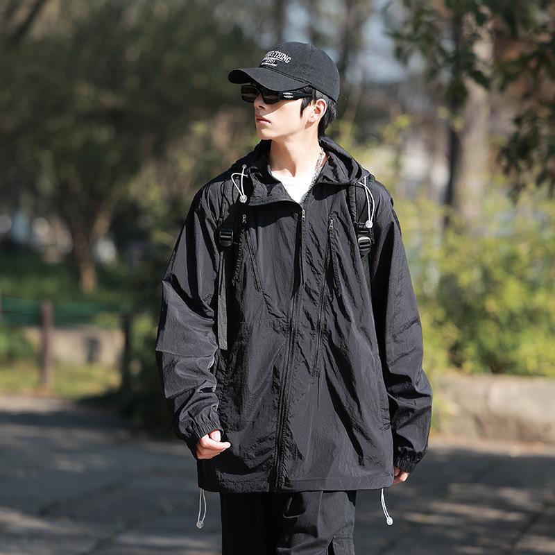 Męska kurtka letnia wiatrówka z jedwabiu lodowego z ochroną UV UPF50+