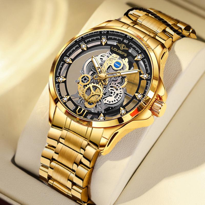 2023 Doppelseitige Skelett-Herren-Automatik-Business-Uhr – wasserdicht, leuchtend
