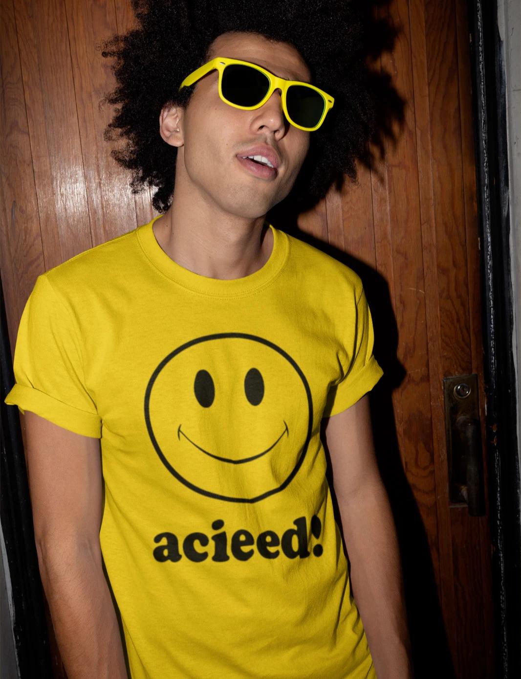 ACID HOUSE SMILEY T-Shirt acieed chicago techno detroit tb 303 edm rave 90s 80s 3XL