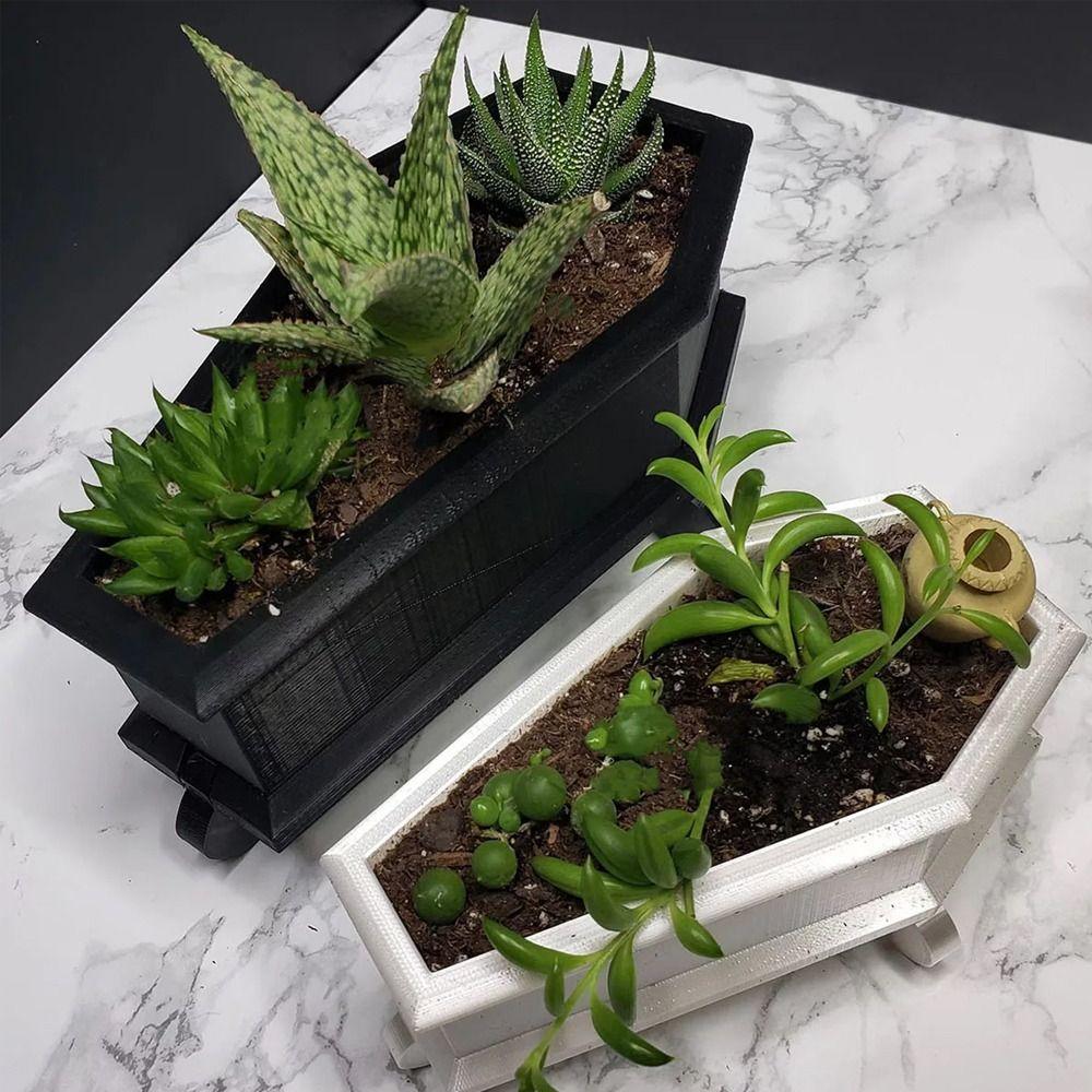 

Resin Succulent Flower Pot Mini Coffin Decoration Desktop Ornament Coffin Planter Courtyard S чёрный
