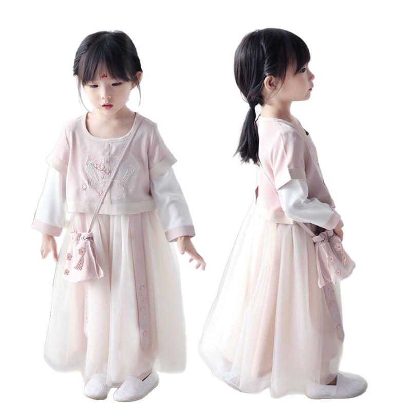 Chinese Style Girls’ Tang Suit Hanfu Costume for School Performances