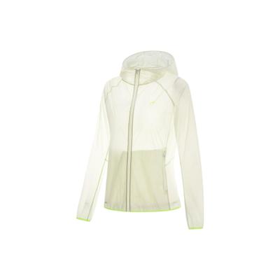 Li Ning Running Series Solid Color Sun Protection Hooded Sports Windbreaker Women Outerwear Cream-White AFDT186-2
