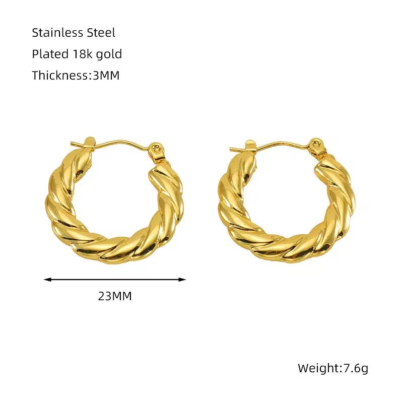 18K Gold Plated Twisted Hoop Earrings for Women Small Hoops Chunky Earrings Gift For Women
