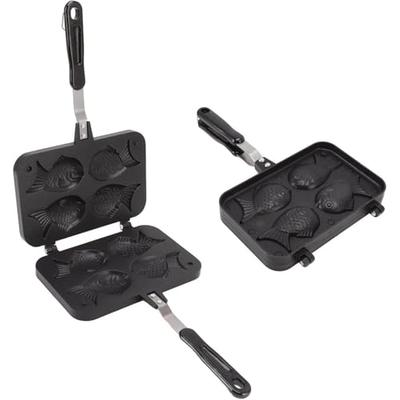 Taiyaki Pan, Taiyaki Maker, Aluminum Alloy, Non-Stick Coating, Heat-Resistant Handle, Waffle Iron with Fixed Bracket, Taiyaki Pan, Outdoor Use