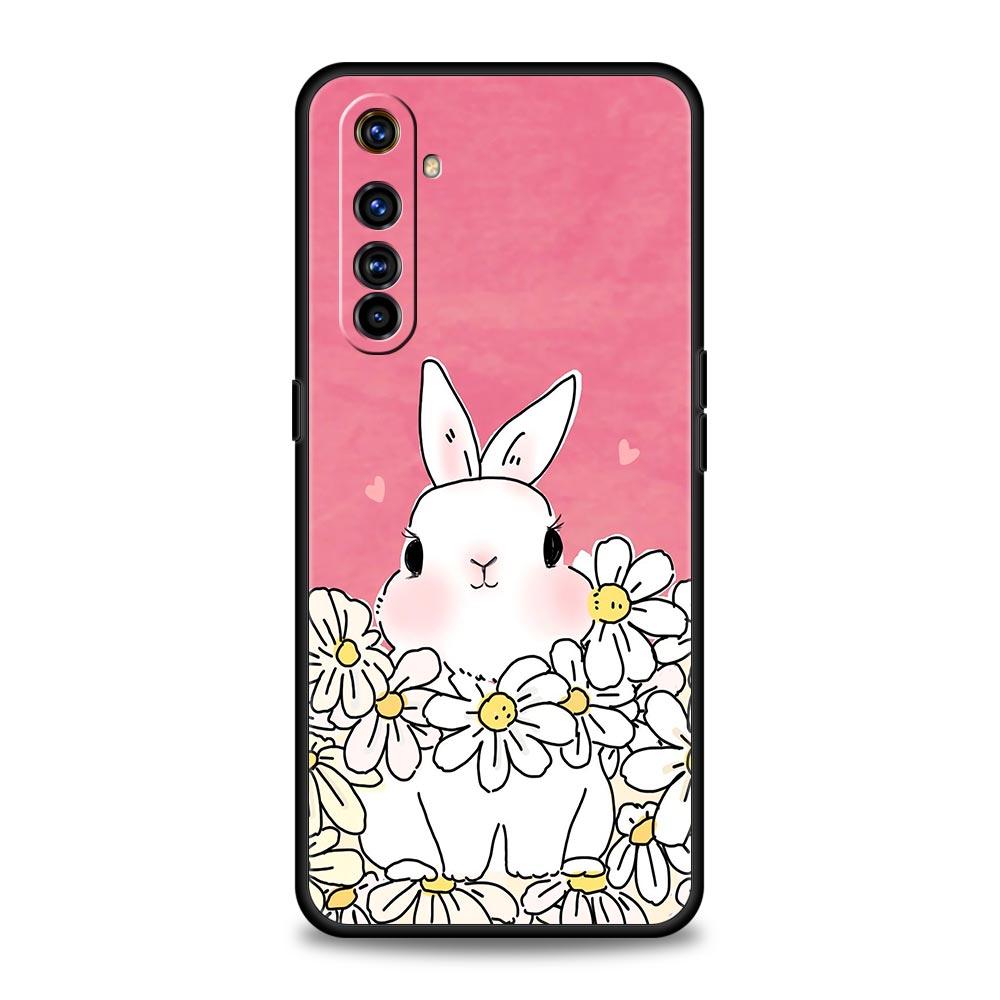Cute Colorful Rabbit Phone Case For Realme 12 11 10 9 8 5G 7 6 GT5 GT3 GT2 Pro C21 C11 C25 C35 For Realme GT Neo 2 3 3T 5 Cover