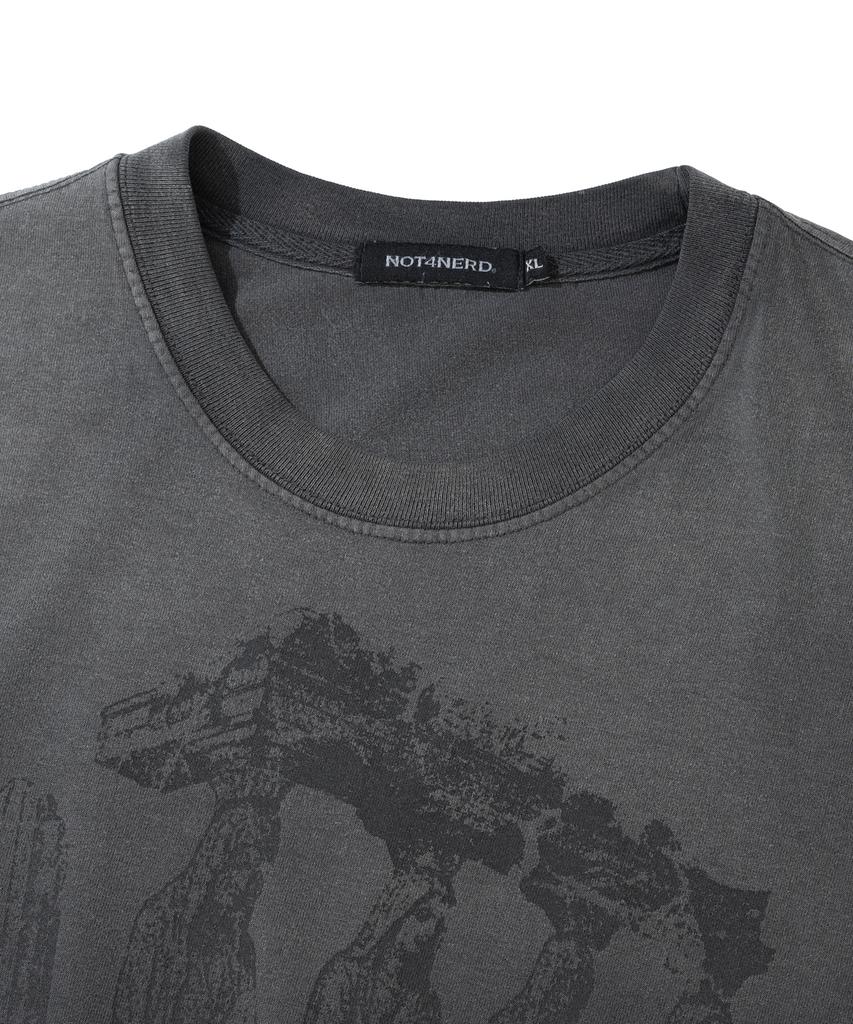 NOT4NERD 4 Effigy Bleach Washed T-Shirts - Charcoal
