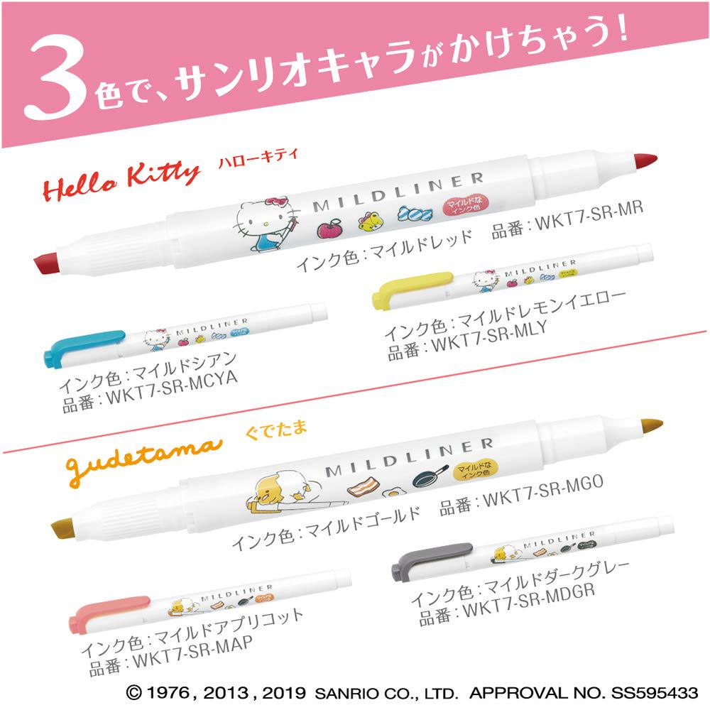 Zebra Mildliner Sanrio 3 Highlighter, Pompompurin, Colors, WKT7-SR-3C-PN