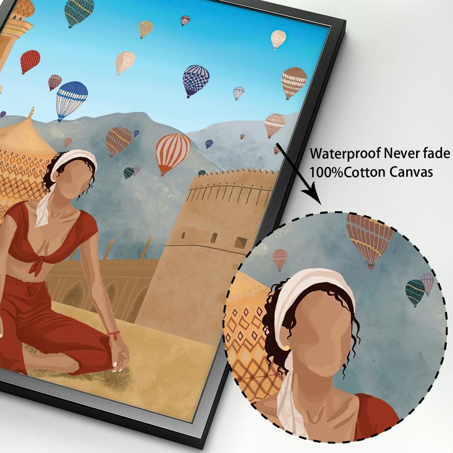 Abstrakcyjna moda dziewczyna czytająca joga odpoczynek liść palmowy plakat skandynawski ścienny drukowany obraz na płótnie malarstwo dekoracyjne zdjęcia do salonu