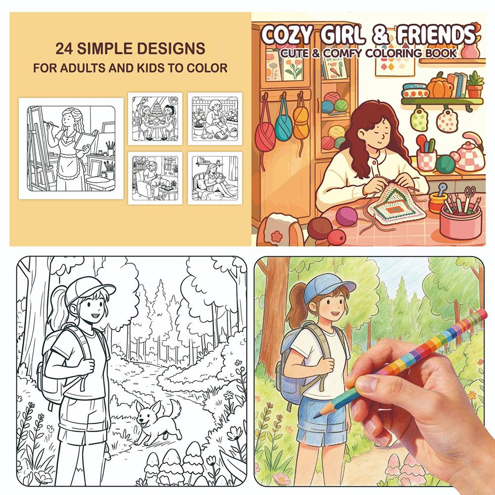 24 sheets Coloring book for stress relieving girls, casual and comfortable coloring book