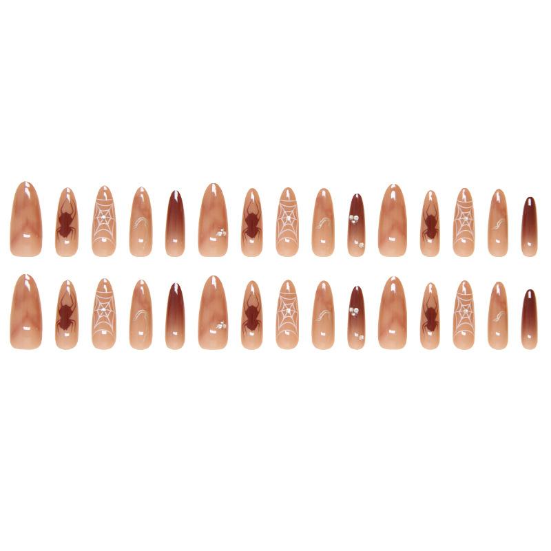 Halloween Nail Patch Dark Red Removable Nail Spider Spider Web Wearing Nail Nail Patch Smudge Long Nail Diamond