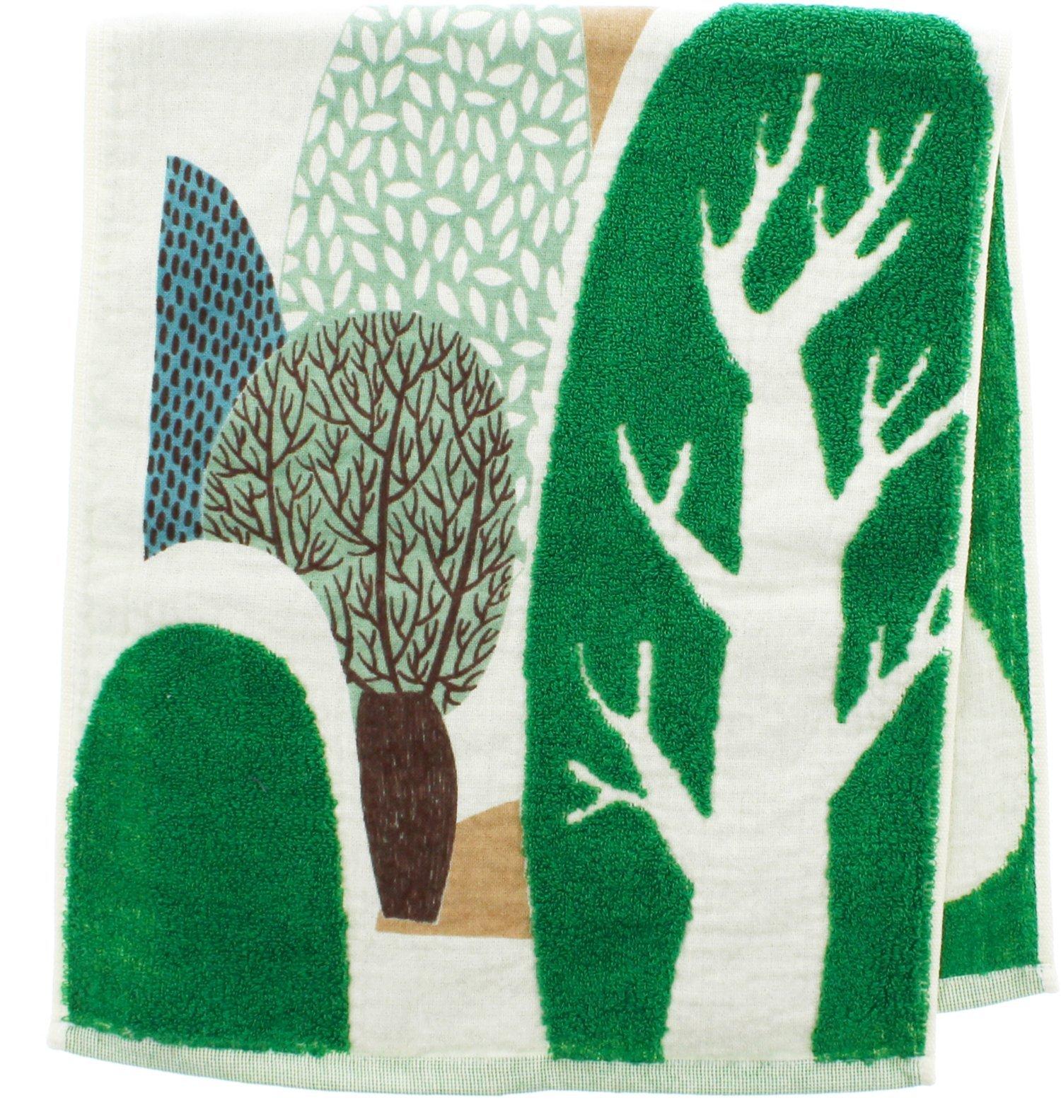 

Kusunokibashi Monori Morita MiW Forest House Face 34 x 80cm Towel, Green, A-65603-31-G, зелёный