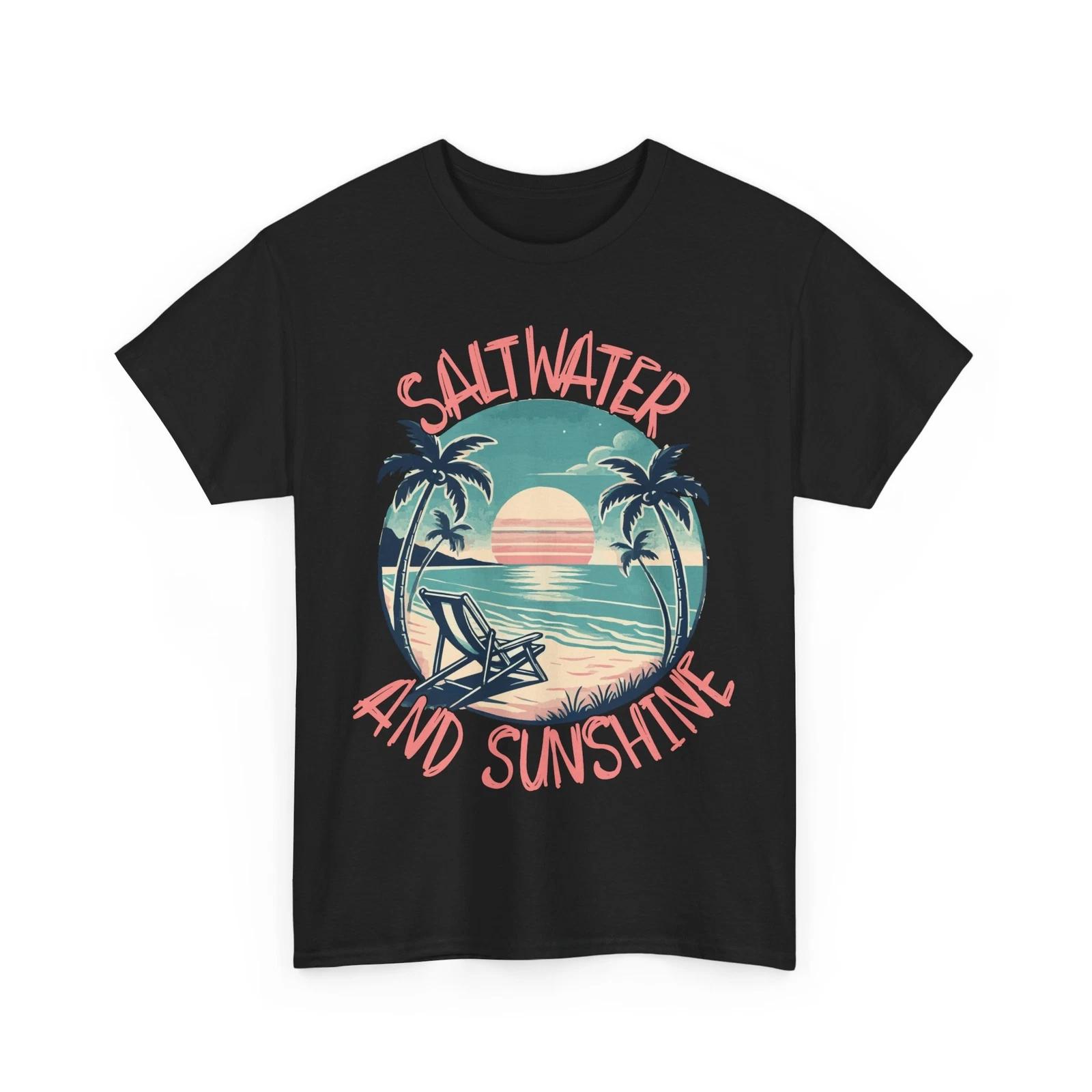 Saltwater and Sunshine T-Shirt | Positive Fun Summer Energy Tee | Summer T-Shirt S
