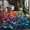 Large Crystal Velvet Rainbow Butterfly Mat Non Slip Machine Washable Vibrant Multicolor Living Room Bedroom Office Patio Decor
