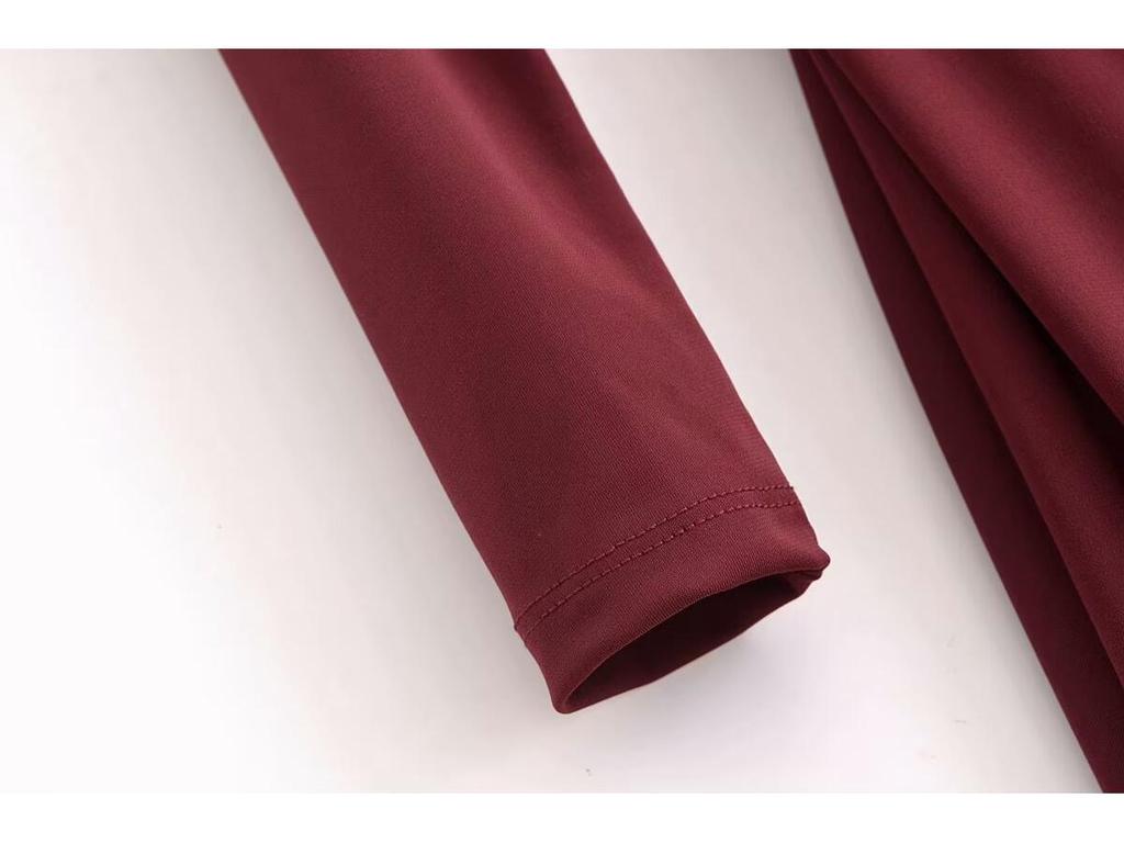 2024 Autumn Women's European & American Style Backless Slim-Fit Pleated Long Dress